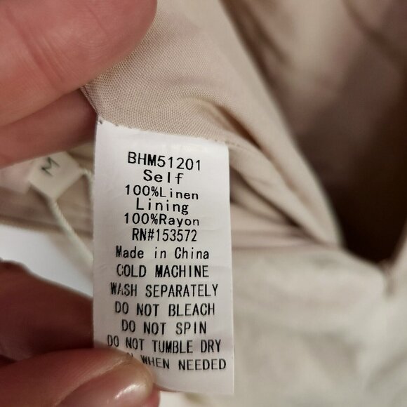 Bohme Linen Dress Medium One Shoulder Maxi Cut Out Bohemian Natural Minimalist - Picture 12 of 13